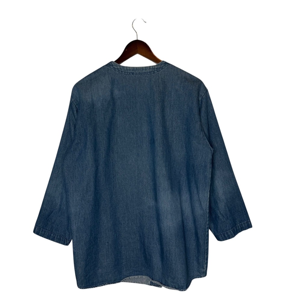 Vintage Denim Safari Western Embellished Long Lightweight Jacket Shacket Large - Picture 7 of 7